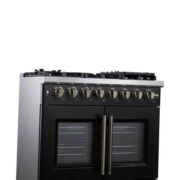 Forno Capriasca 36-Inch Freestanding French Door Dual Fuel Range, 6 Burners, True Convection Oven