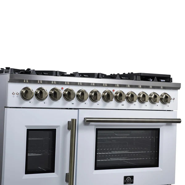 Forno Capriasca 48-Inch Freestanding French Door Dual Fuel Range, 8 Burners, True Convection Oven