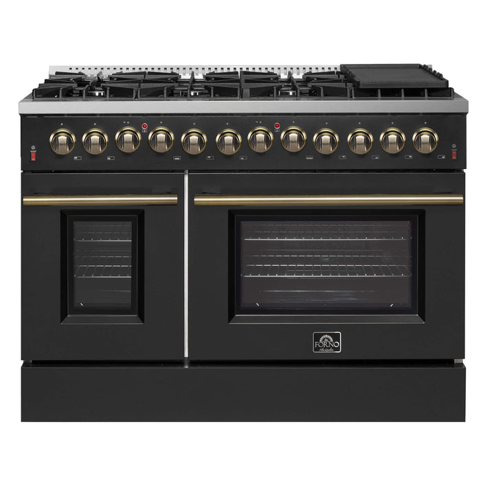 Forno Galiano 48-Inch Freestanding Dual Fuel Range, 8 Burners, Double Convection Ovens