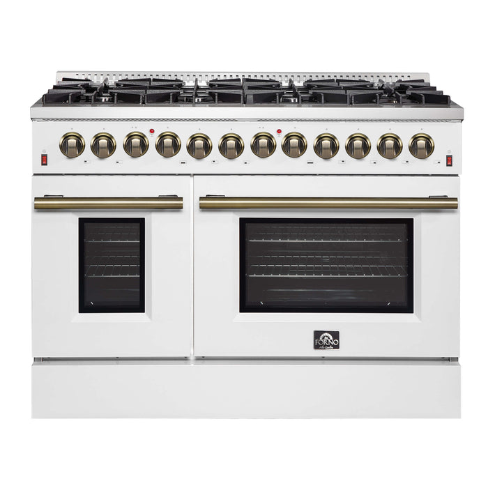 Forno Galiano 48-Inch Freestanding Dual Fuel Range, 8 Burners, Double Convection Ovens
