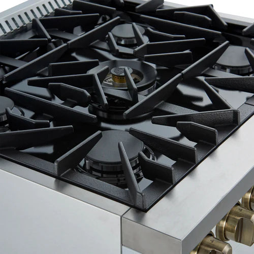 Forno Galiano 30-inch French Door Dual Fuel Range All Stainless Steel, 5 Sealed Burners 68,000 BTU, 4.32 cu.ft. True Convection Oven