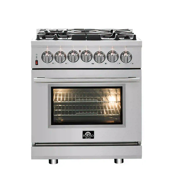 Forno Massimo 30-Inch Freestanding Dual Fuel Range, 4 Burners, Convection Oven