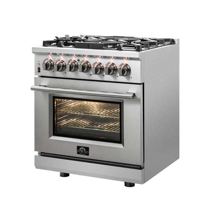 Forno Massimo 30-Inch Freestanding Dual Fuel Range, 4 Burners, Convection Oven