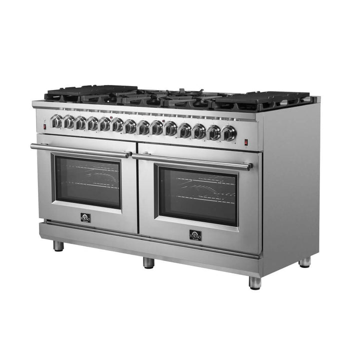 Forno Massimo 60-Inch Freestanding Dual Fuel Range, 10 Burners, Double Convection Ovens