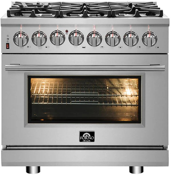 Forno Massimo 36-Inch Freestanding Dual Fuel Range, 6 Burners, Convection Oven