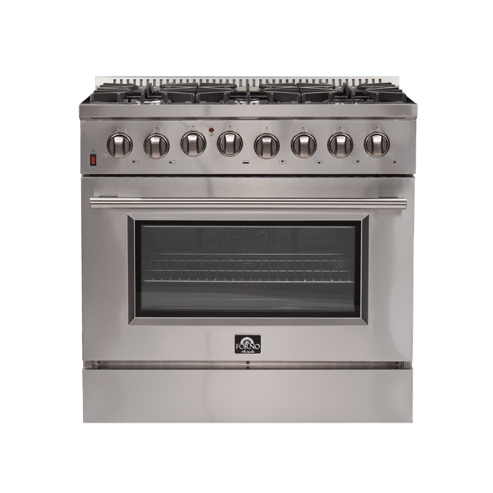 Forno Galiano 36-Inch Freestanding Dual Fuel Range, 6 Burners, Convection Oven