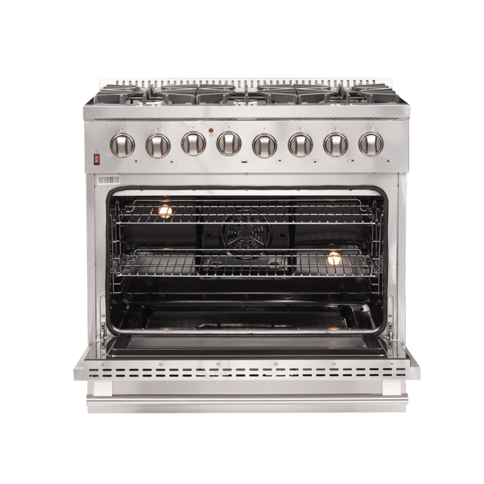 Forno Galiano 36-Inch Freestanding Dual Fuel Range, 6 Burners, Convection Oven