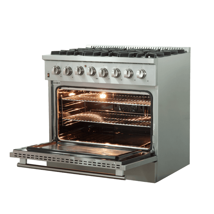 Forno Galiano 36-Inch Freestanding Dual Fuel Range, 6 Burners, Convection Oven