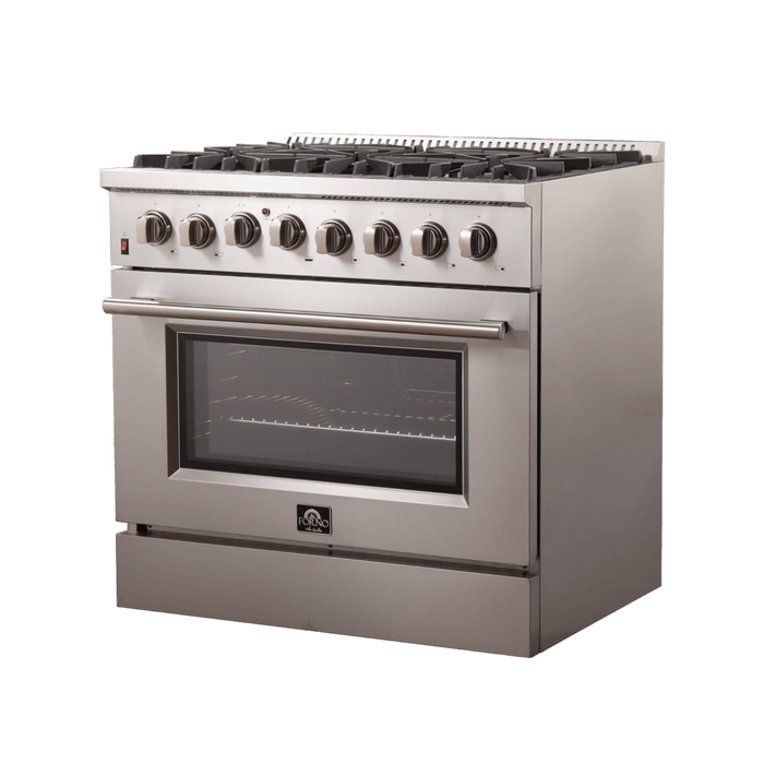 Forno Galiano 36-Inch Freestanding Dual Fuel Range, 6 Burners, Convection Oven