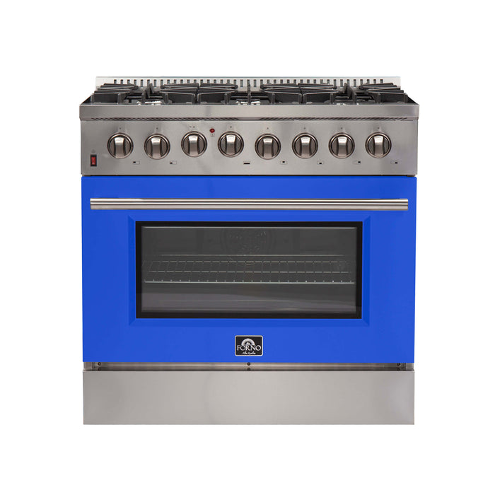 Forno Galiano 36-Inch Freestanding Dual Fuel Range, 6 Burners, Convection Oven