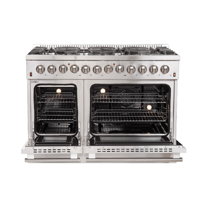 Forno Galiano 48-Inch Freestanding Dual Fuel Range, 8 Burners, Double Convection Ovens