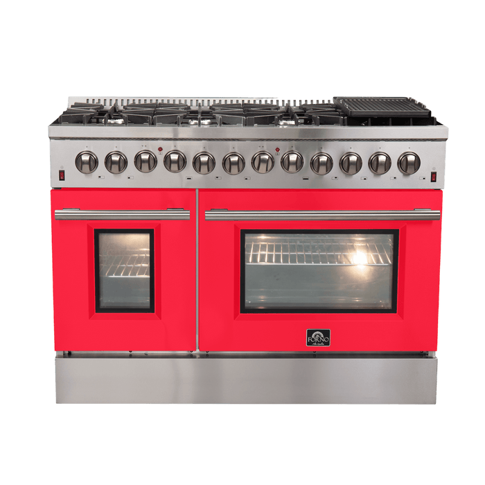 Forno Galiano 48-Inch Freestanding Dual Fuel Range, 8 Burners, Double Convection Ovens