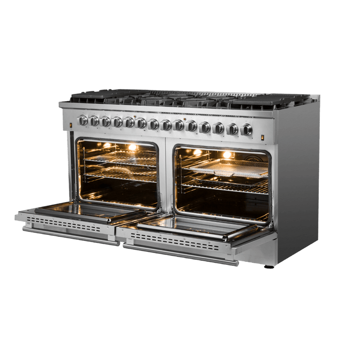 Forno Galiano 60-Inch Freestanding Dual Fuel Range, 10 Burners, Double Convection Ovens