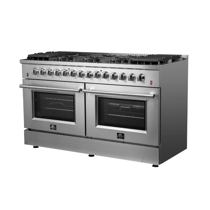 Forno Galiano 60-Inch Freestanding Dual Fuel Range, 10 Burners, Double Convection Ovens