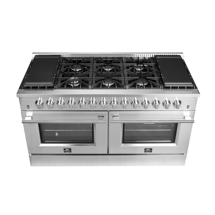 Forno Galiano 60-Inch Freestanding Dual Fuel Range, 10 Burners, Double Convection Ovens