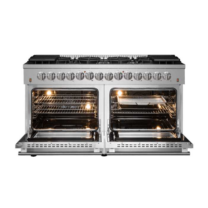 Forno Galiano 60-Inch Freestanding Dual Fuel Range, 10 Burners, Double Convection Ovens