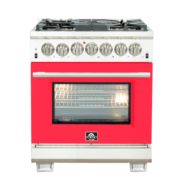 Forno Capriasca 30-Inch Freestanding Dual Fuel Range, 4 Burners, True Convection Oven