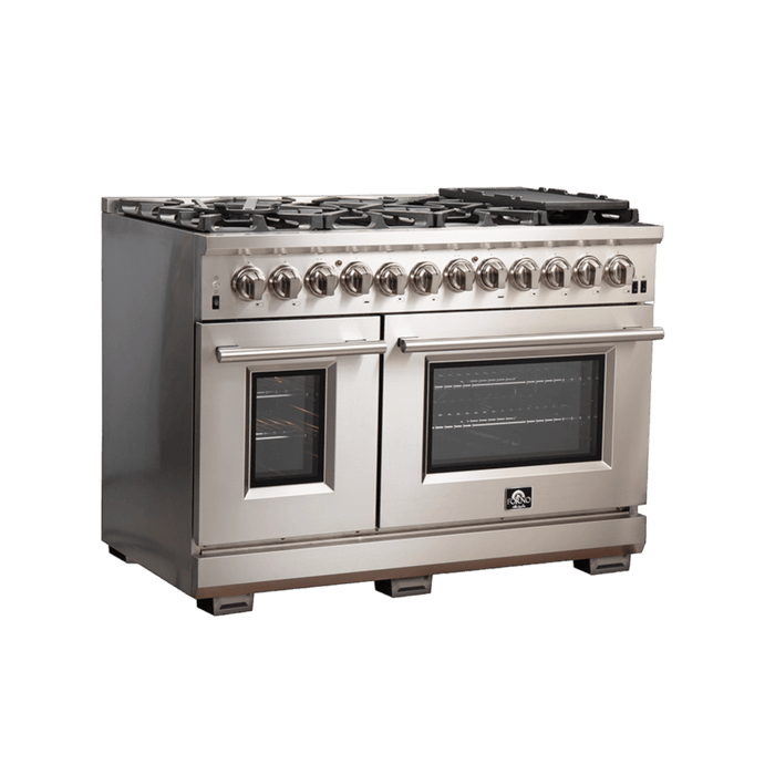 Forno Capriasca 48-Inch Freestanding Dual Fuel Range, 8 Burners, True Convection Oven