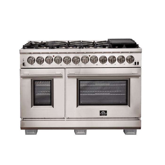 Forno Capriasca 48-Inch Freestanding Dual Fuel Range, 8 Burners, True Convection Oven