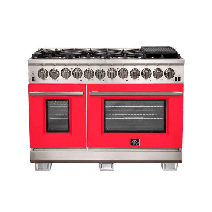 Forno Capriasca 48-Inch Freestanding Dual Fuel Range, 8 Burners, True Convection Oven