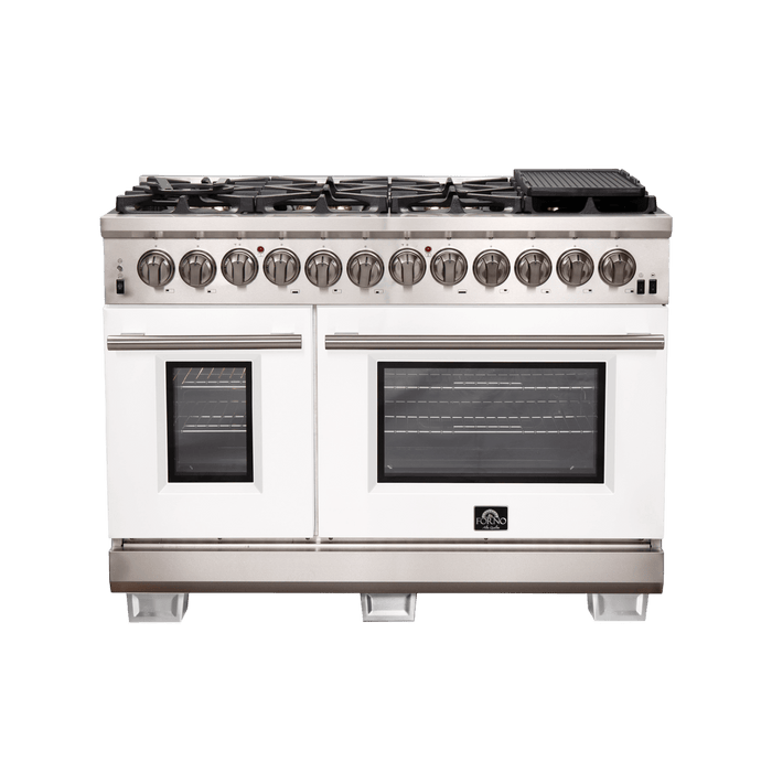 Forno Capriasca 48-Inch Freestanding Dual Fuel Range, 8 Burners, True Convection Oven