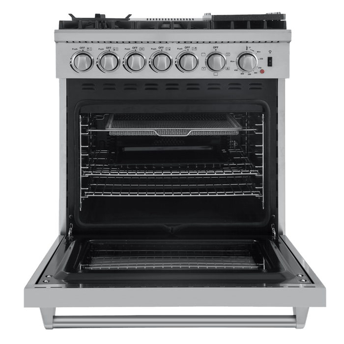 Forno Lazio 30-Inch Freestanding Dual Fuel Range, 4 Burners, True Convection Oven