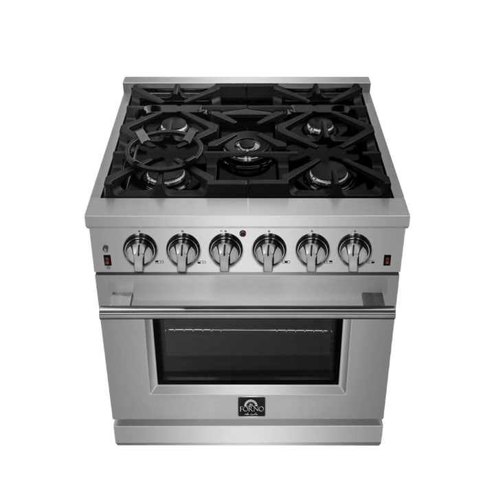 Forno Massimo 30-Inch Freestanding Gas Range, 4 Burners, True Convection Oven