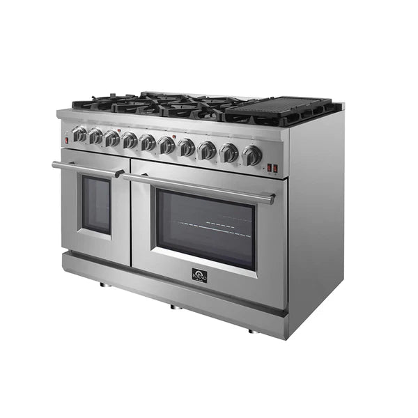 Forno Massimo 48-Inch Freestanding Gas Range, 8 Burners, True Convection Oven