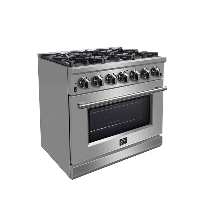 Forno Massimo 36-Inch Freestanding Gas Range, 6 Sealed Burners, Convection Oven, Energy Efficient