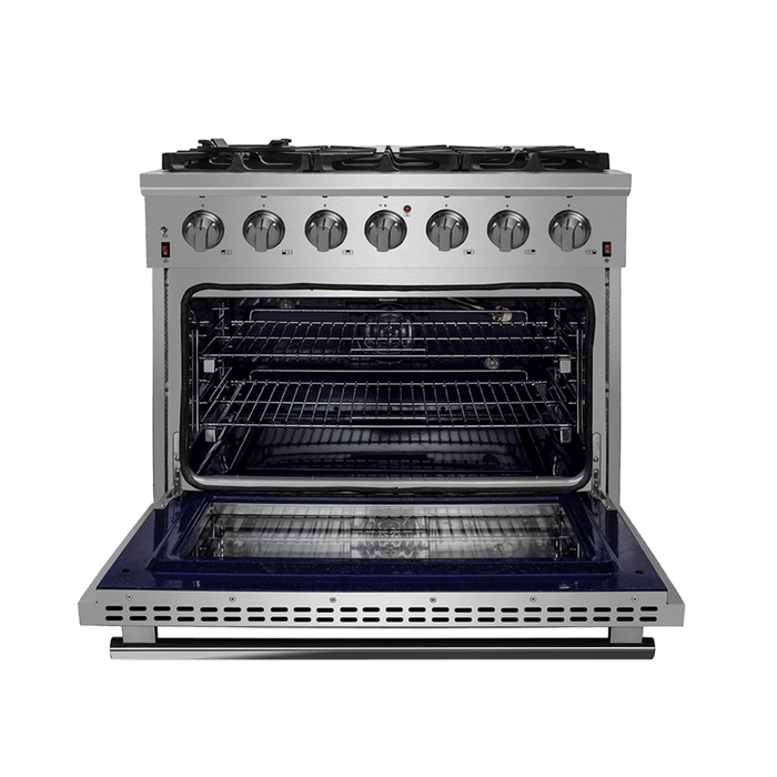 Forno Massimo 36-Inch Freestanding Gas Range, 6 Sealed Burners, Convection Oven, Energy Efficient