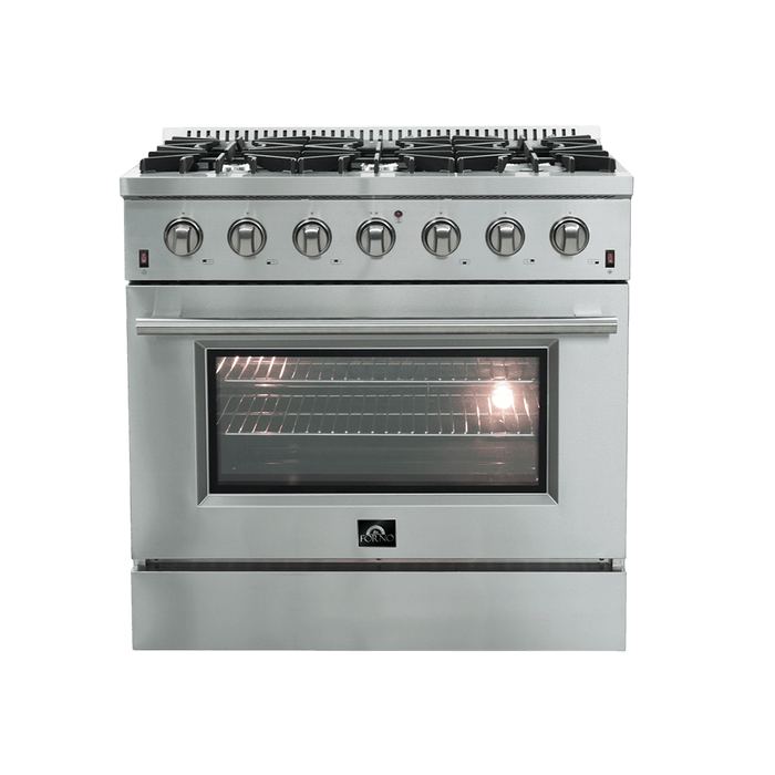 Forno Galiano 36-Inch Freestanding Gas Range, Stainless Steel, 6 Burners, Energy Efficient