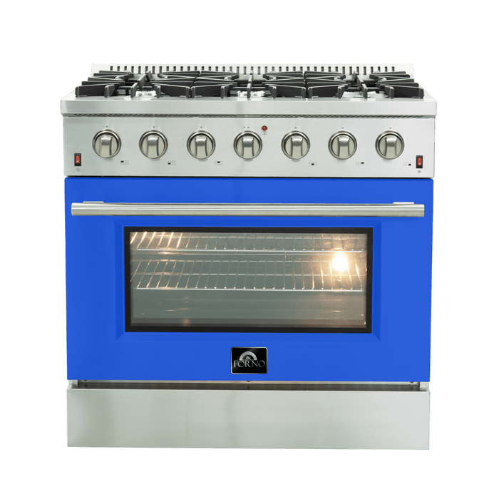 Forno Galiano 36-Inch Freestanding Gas Range, Stainless Steel, 6 Burners, Energy Efficient