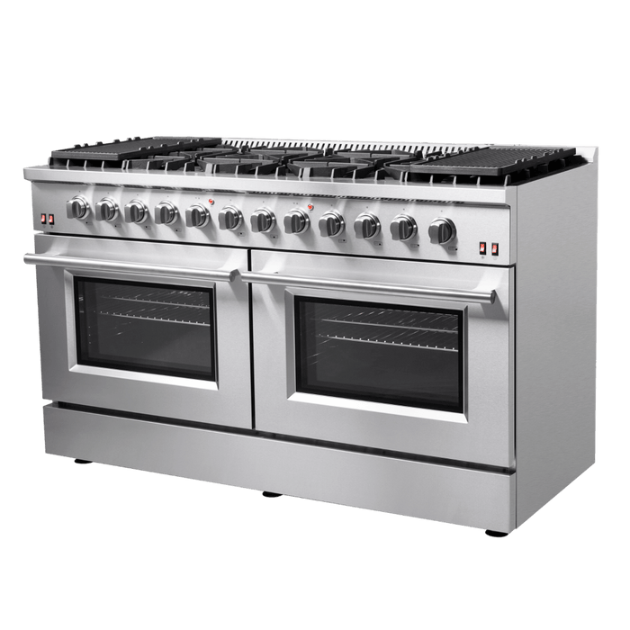 Forno Capriasca 60-Inch Freestanding Dual Fuel Range, 10 Burners, True Convection Oven
