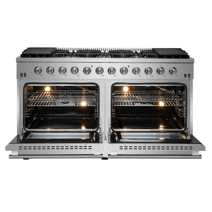 Forno Galiano 60-Inch Freestanding Gas Range, 10 Burners, Double Ovens, Griddle, Energy Efficient
