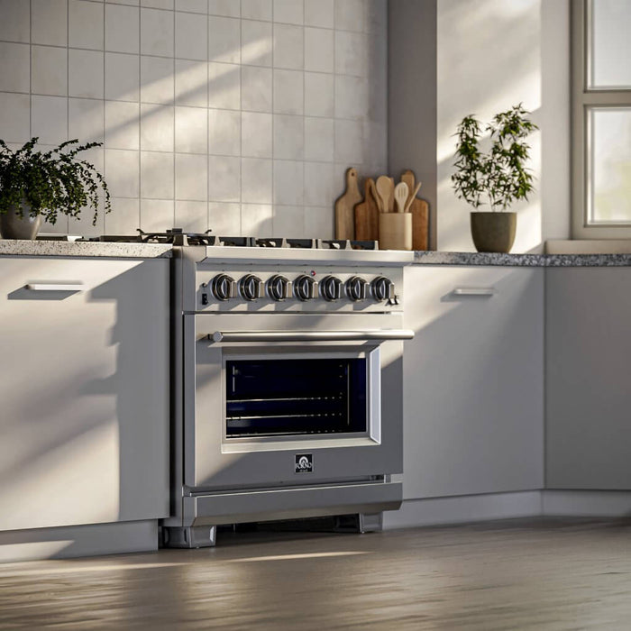 Capriasca 36" Freestanding Gas Range with White Door Gas Range