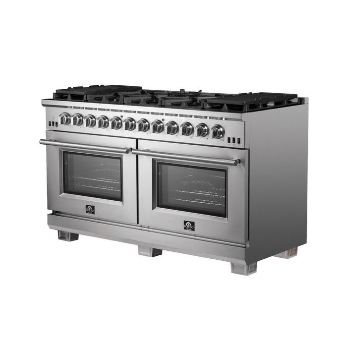 Forno Capriasca 60-Inch Freestanding Gas Range, 10 Burners, True Convection Oven