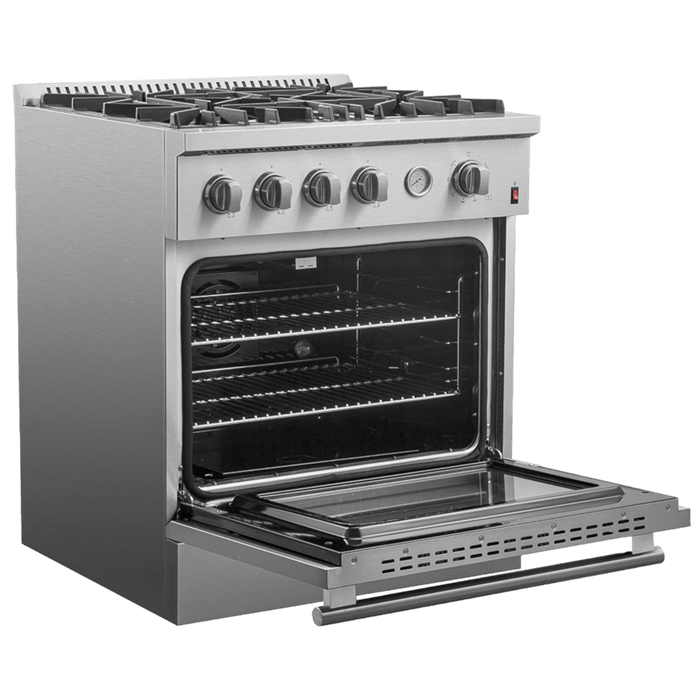 Marco 30-inch Gas Range Stainless Steel, 4 Burners 37,000 BTU, 4.32 cu.ft. Convection Oven