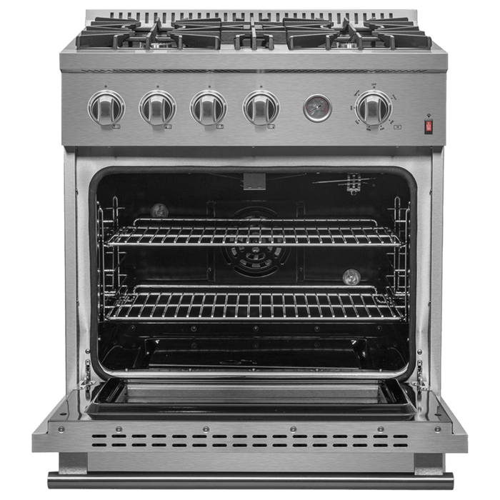 Marco 30-inch Gas Range Stainless Steel, 4 Burners 37,000 BTU, 4.32 cu.ft. Convection Oven