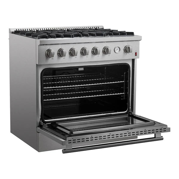 Marco 36-Inch Gas Range Stainless Steel, 6 Burners 67,000 BTU, 5.36 cu.ft. Convection Oven