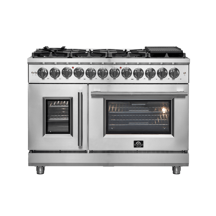 Forno Massimo 48-Inch Freestanding French Door Dual Fuel Range, 8 Burners, True Convection Oven