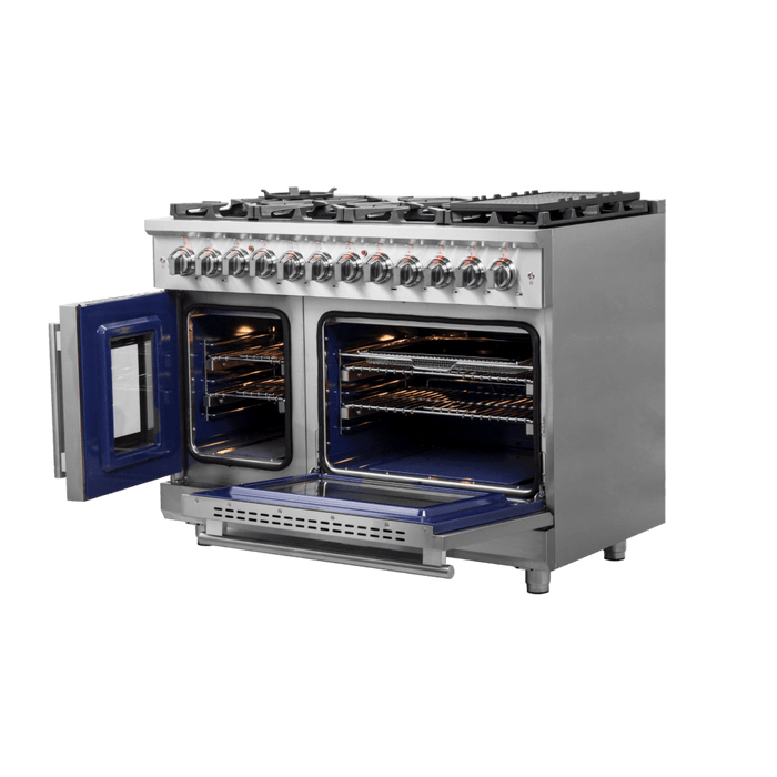 Forno Massimo 48-Inch Freestanding French Door Dual Fuel Range, 8 Burners, True Convection Oven