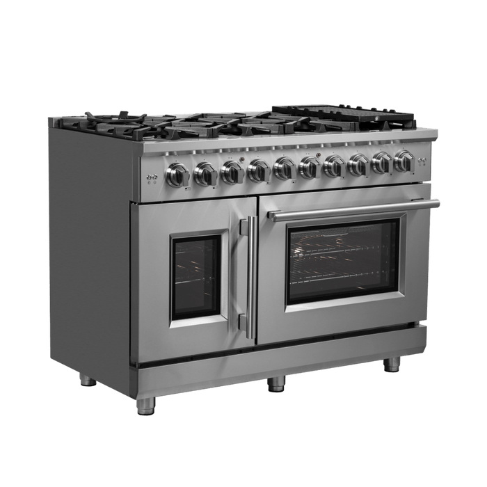 Forno Massimo 48-Inch Freestanding French Door Gas Range, 8 Burners, Convection Oven, Energy Efficient