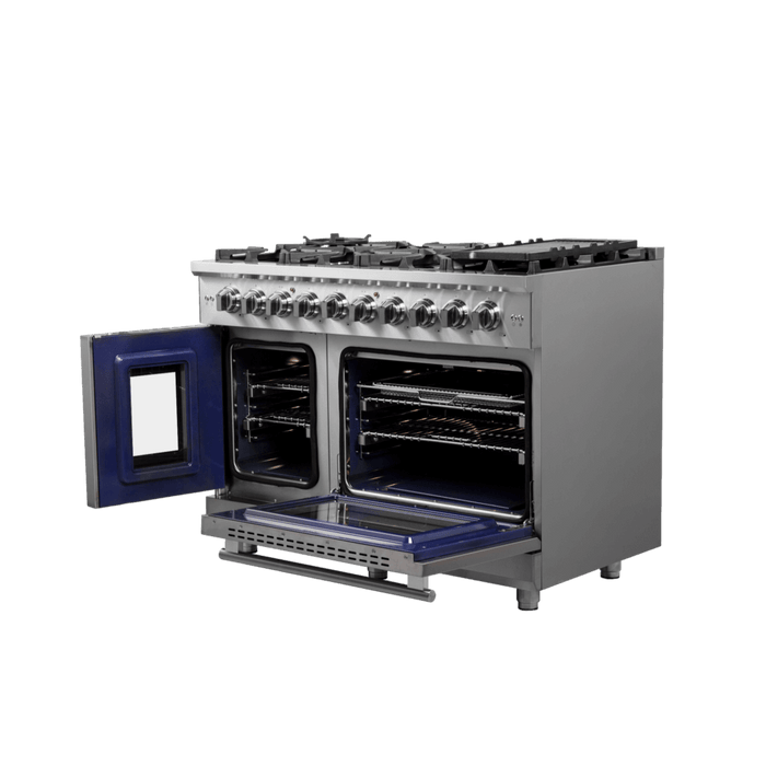 Forno Massimo 48-Inch Freestanding French Door Gas Range, 8 Burners, Convection Oven, Energy Efficient