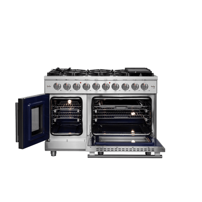Forno Massimo 48-Inch Freestanding French Door Gas Range, 8 Burners, Convection Oven, Energy Efficient