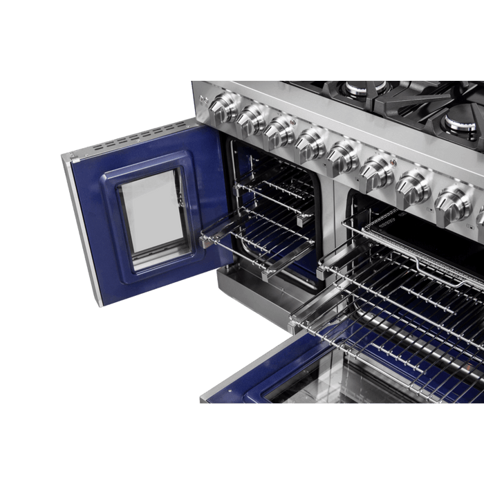 Forno Massimo 48-Inch Freestanding French Door Gas Range, 8 Burners, Convection Oven, Energy Efficient