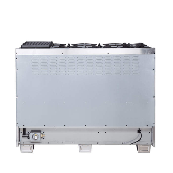 Forno Capriasca 48-Inch Freestanding French Door Gas Range, 8 Burners, Convection Oven, Energy Efficient