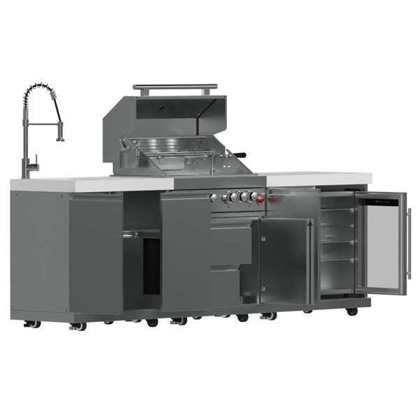 Bulnes Outdoor Kitchen 30" 60,000 BTU Stainless Steel BBQ & White Sintered Stone Countertops