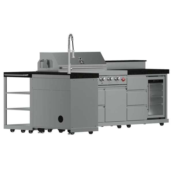 Bulnes Outdoor Kitchen 40" 84,000 BTU Stainless Steel BBQ with Black Granite Countertops