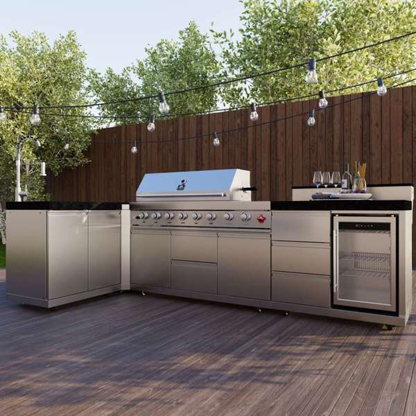 Bulnes Outdoor Kitchen 40" 84,000 BTU Stainless Steel BBQ with Black Granite Countertops