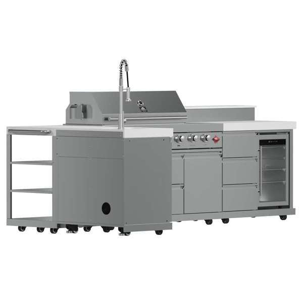 Bulnes Outdoor Kitchen 40" 84,000 BTU Stainless Steel BBQ & White Sintered Stone Countertops